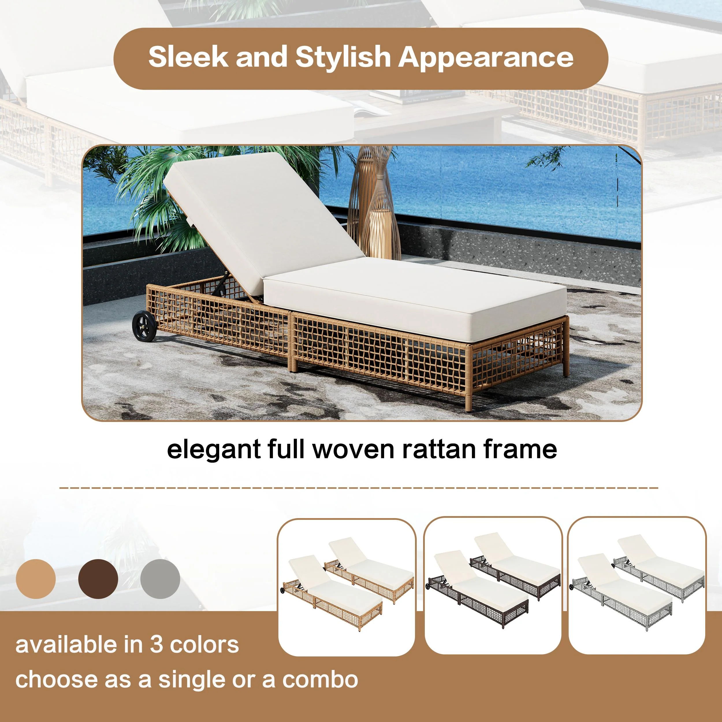 Luxurious Rattan Outdoor Lounge Chair Set of 2 by Leisure Zone - Image 7