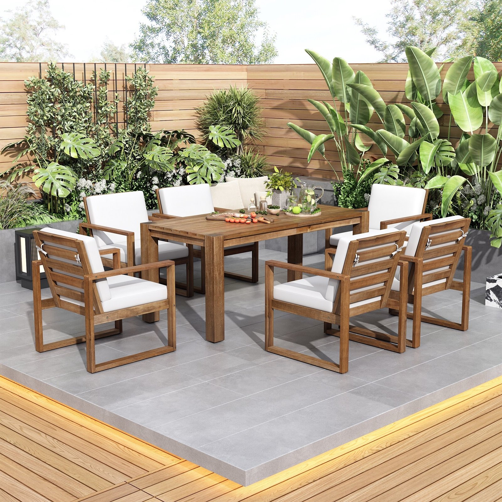 Acacia Wood Patio Table & Chairs with Cushions by Leisure Zone - Image 12