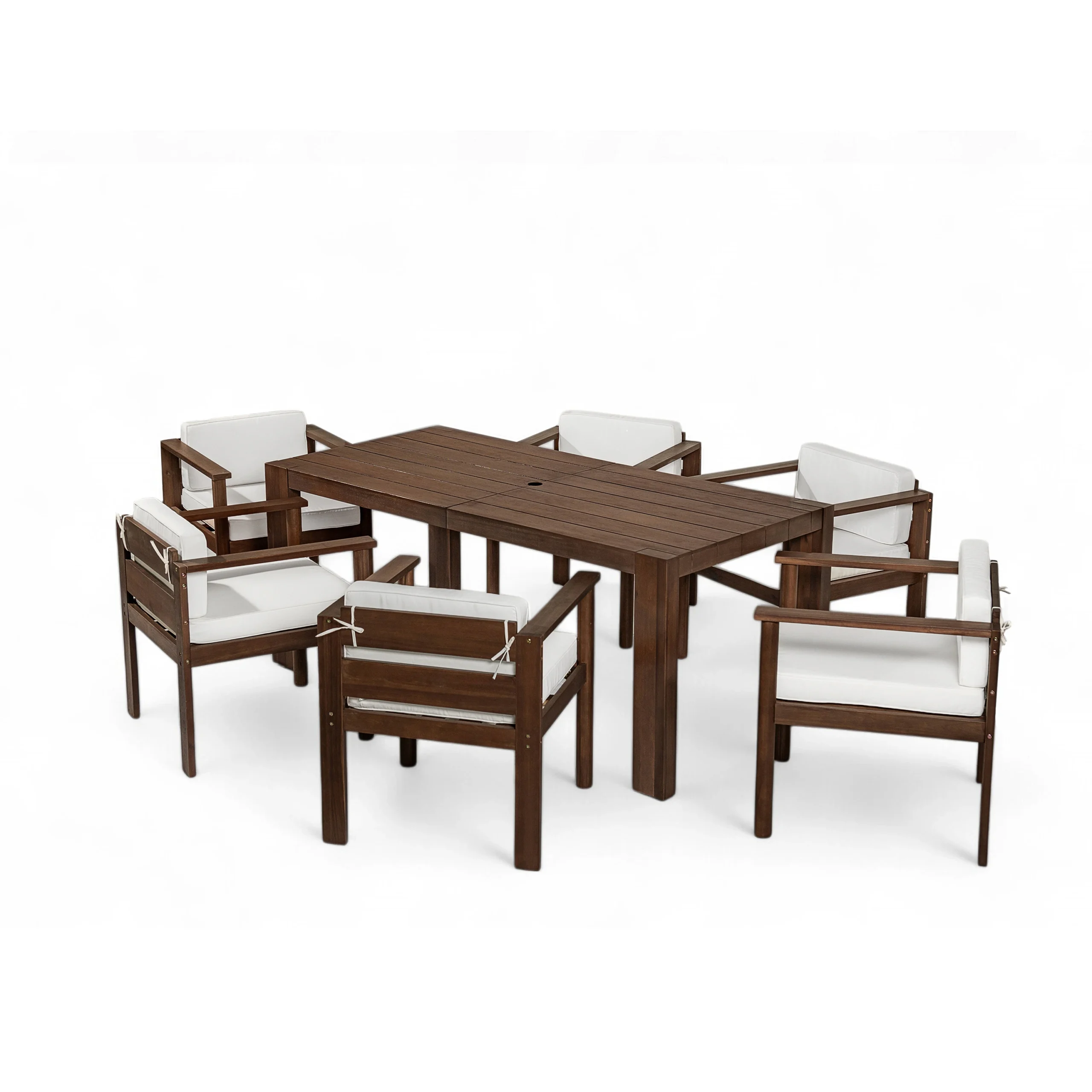 7-Piece Outdoor Acacia Wood Patio Dining Set for 6 by Leisure Zone - Image 12