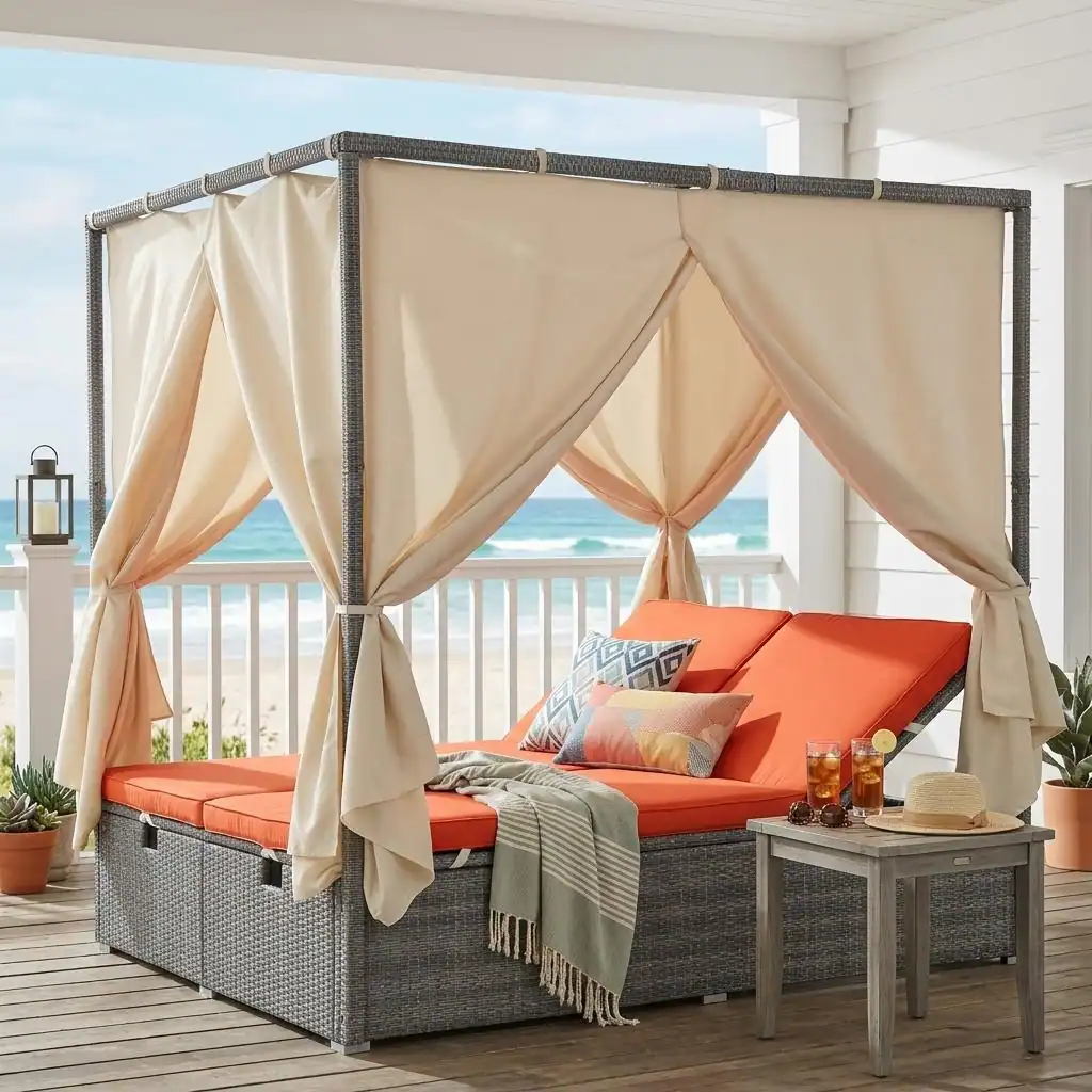Adjustable Outdoor Sun Lounger with Canopy by Leisure Zone - Image 3