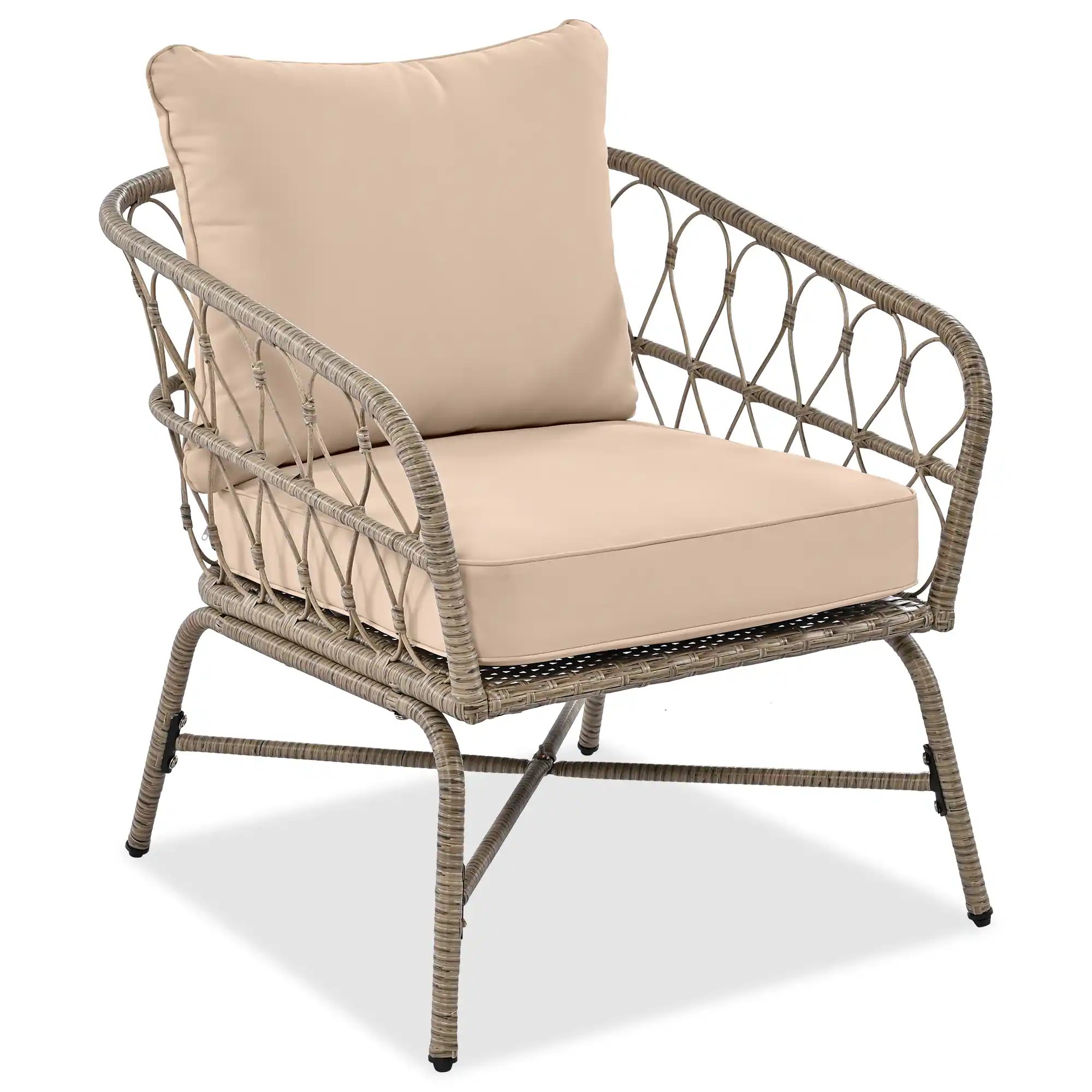 Stylish and Comfortable 4-Person Outdoor Seating Group with Coffee Table by Leisure Zone - Beige - Image 5