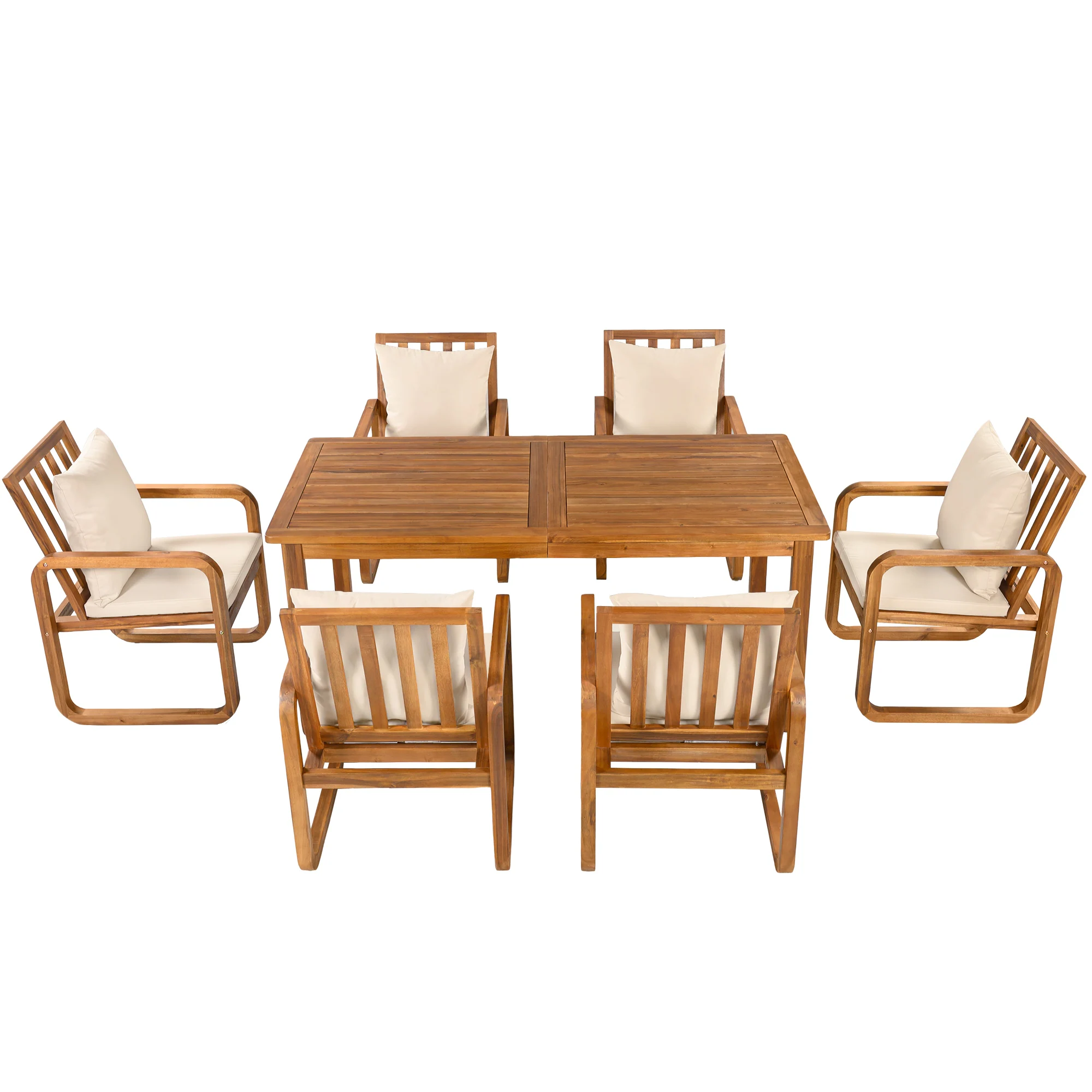 7-Piece Acacia Wood Outdoor Dining Set with Water-Resistant Cushions by Leisure Zone - Image 15