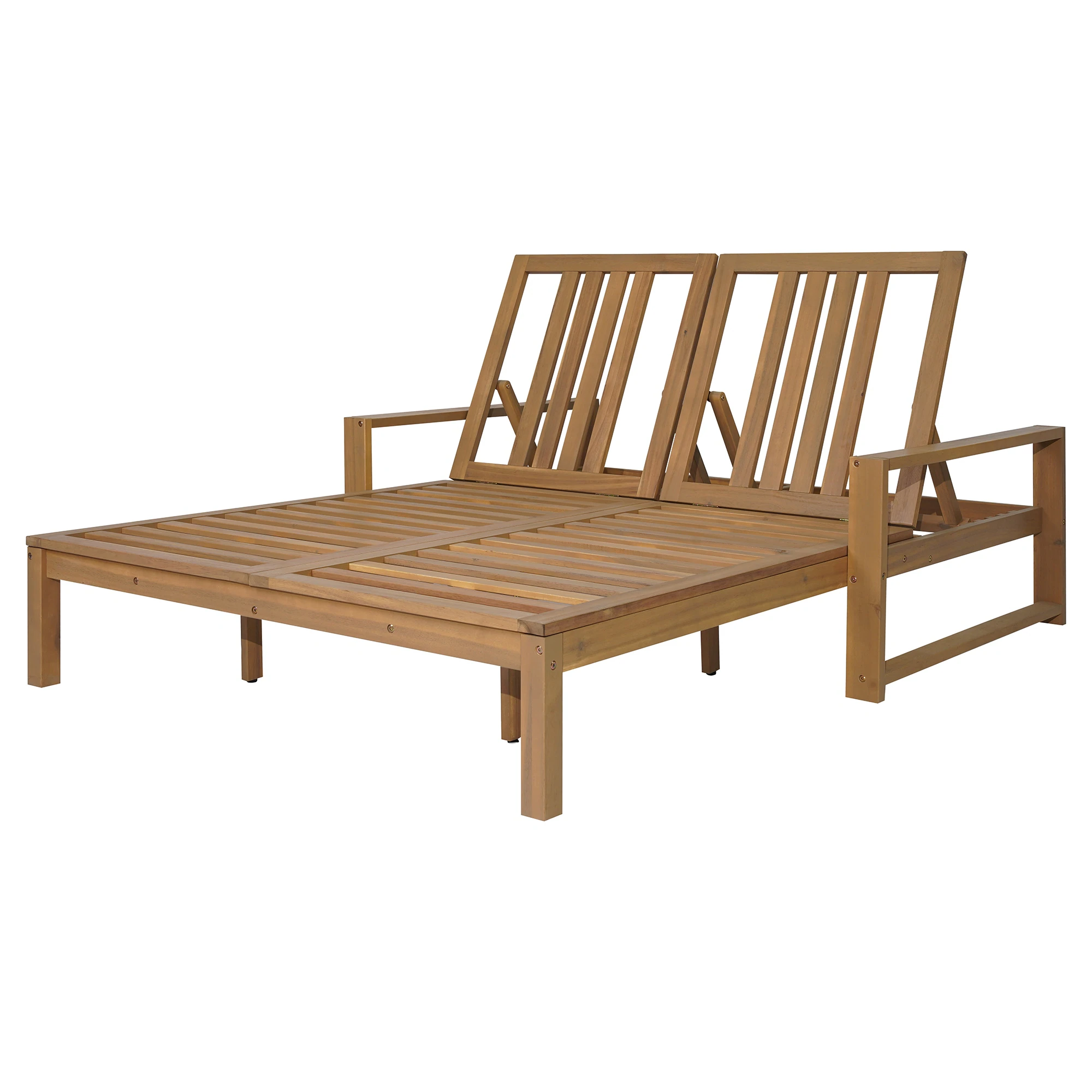 Outdoor Double Chaise Lounge Chair with Dual 5-Position Backrests by Leisure Zone - Image 8