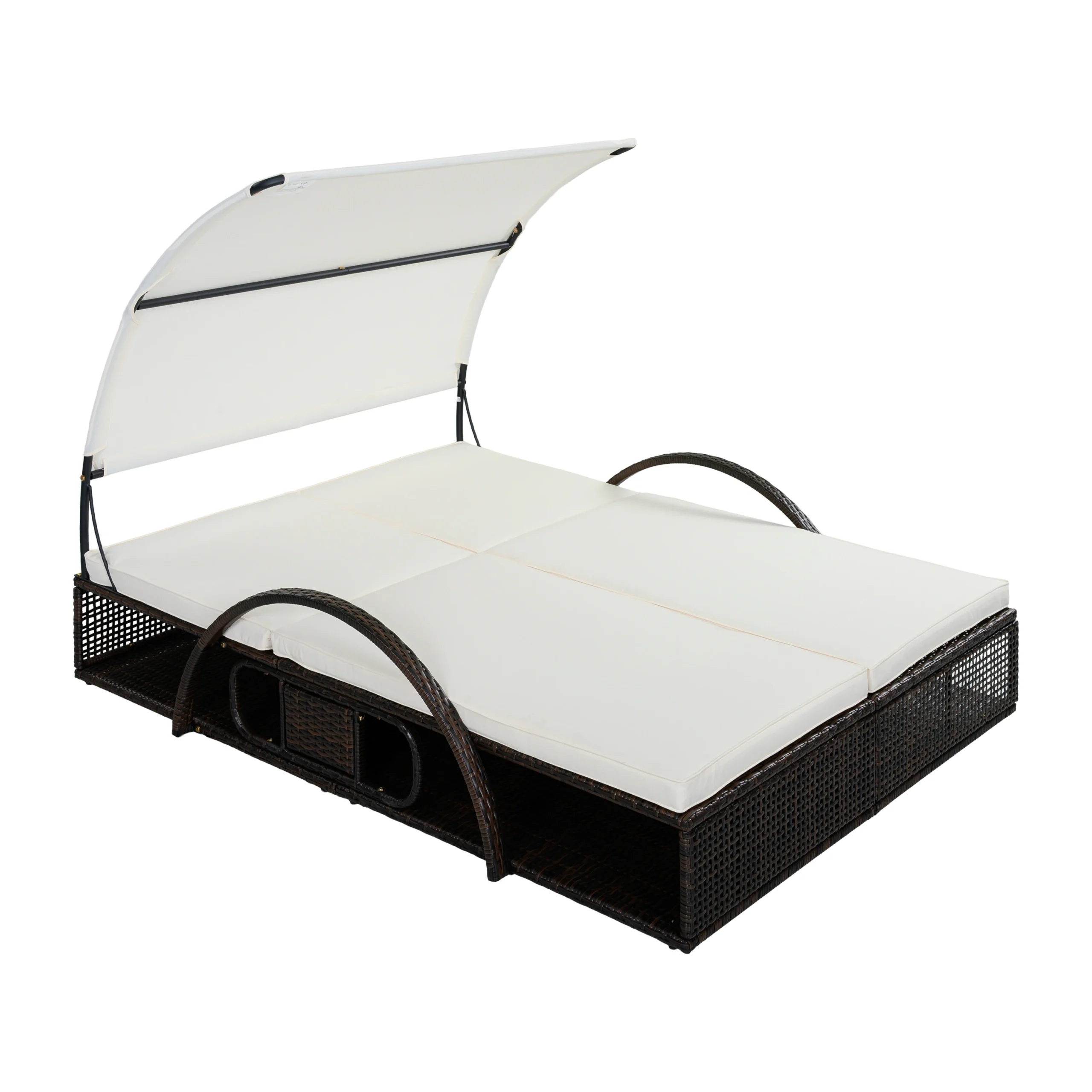 Double Outdoor Sun Lounger with Adjustable Backrest & Hidden Side Table by Leisure Zone - Image 5
