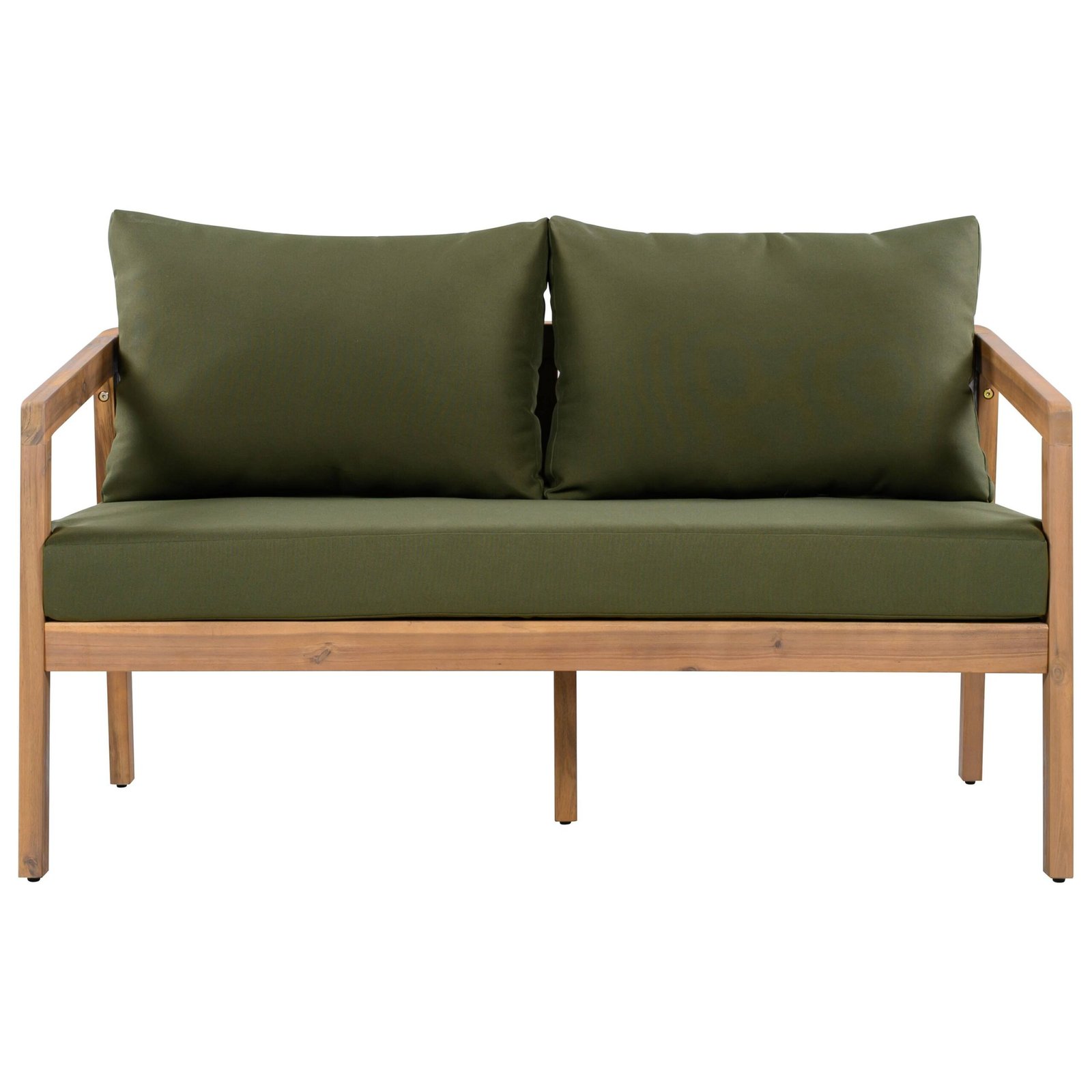 Acacia Wood Patio Loveseat Sofa with Thick Cushions by Leisure Zone - Image 15