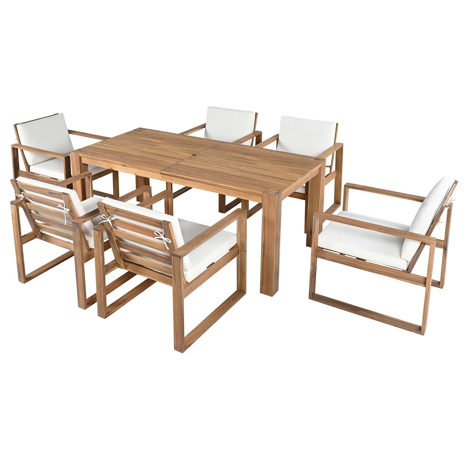 Acacia Wood Patio Table & Chairs with Cushions by Leisure Zone - Image 6