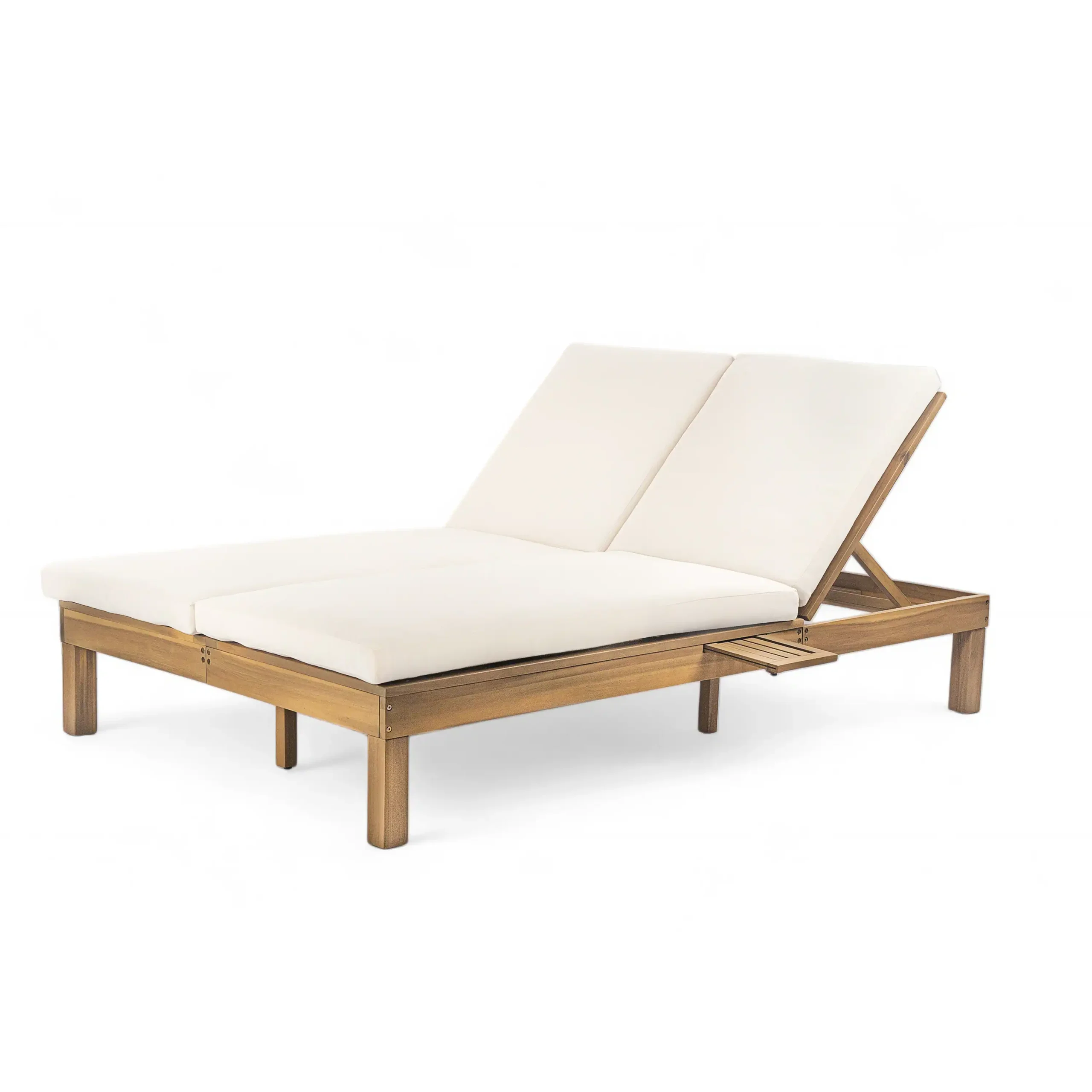 Elegant 5-Position Adjustable Double Chaise Lounge with Side Table by Leisure Zone - Image 4