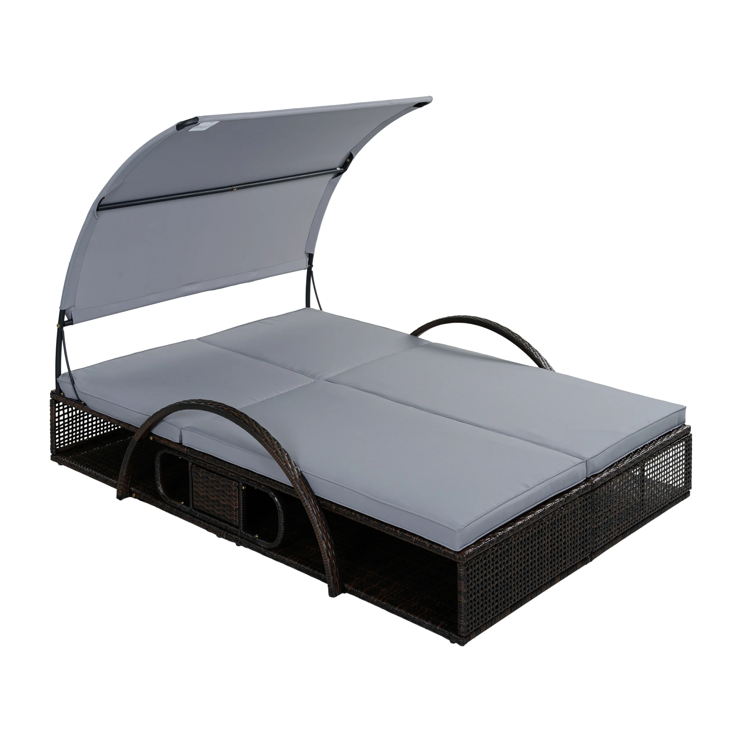 Double Outdoor Sun Lounger with Adjustable Backrest & Hidden Side Table by Leisure Zone - Image 26