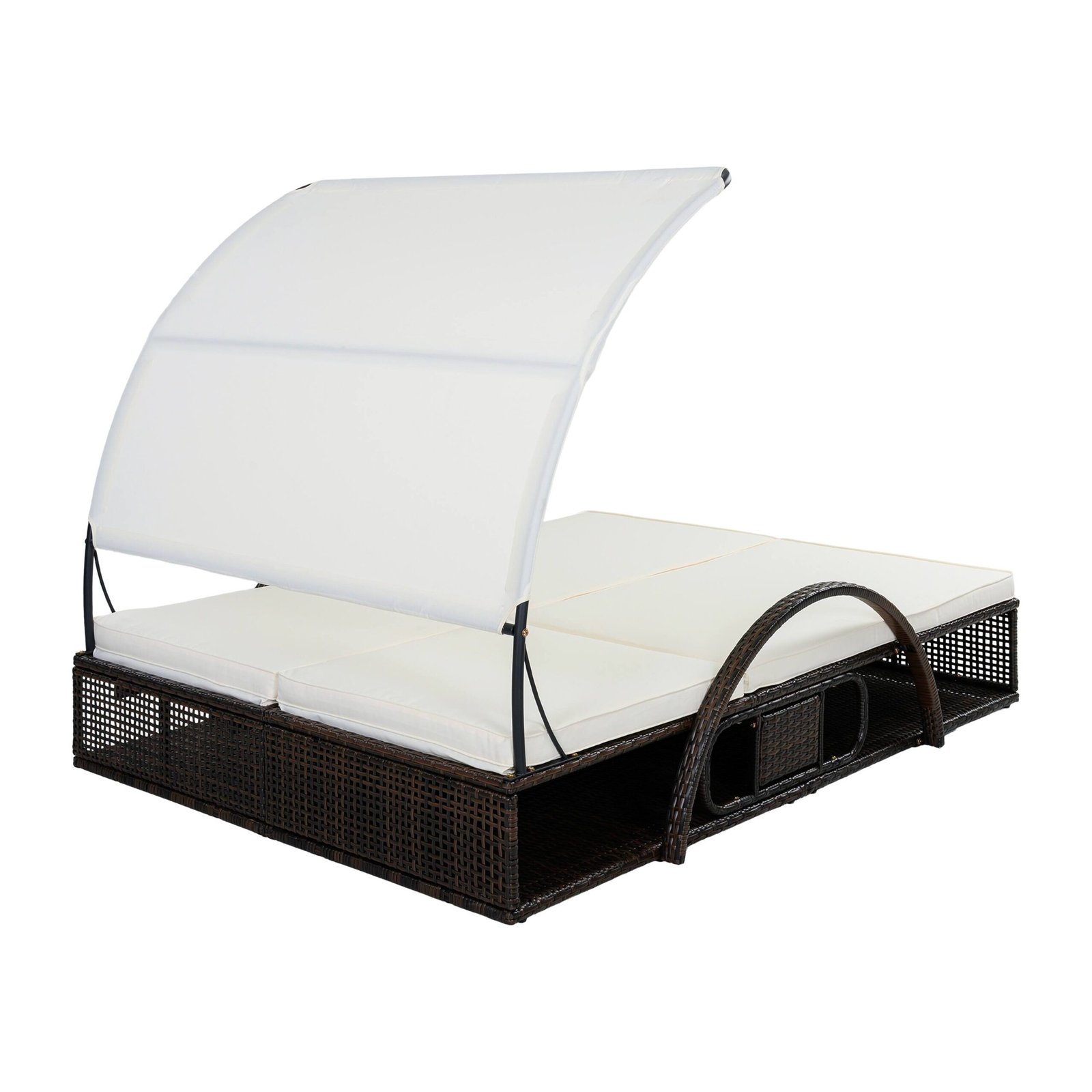 Double Outdoor Sun Lounger with Adjustable Backrest & Hidden Side Table by Leisure Zone - Image 8