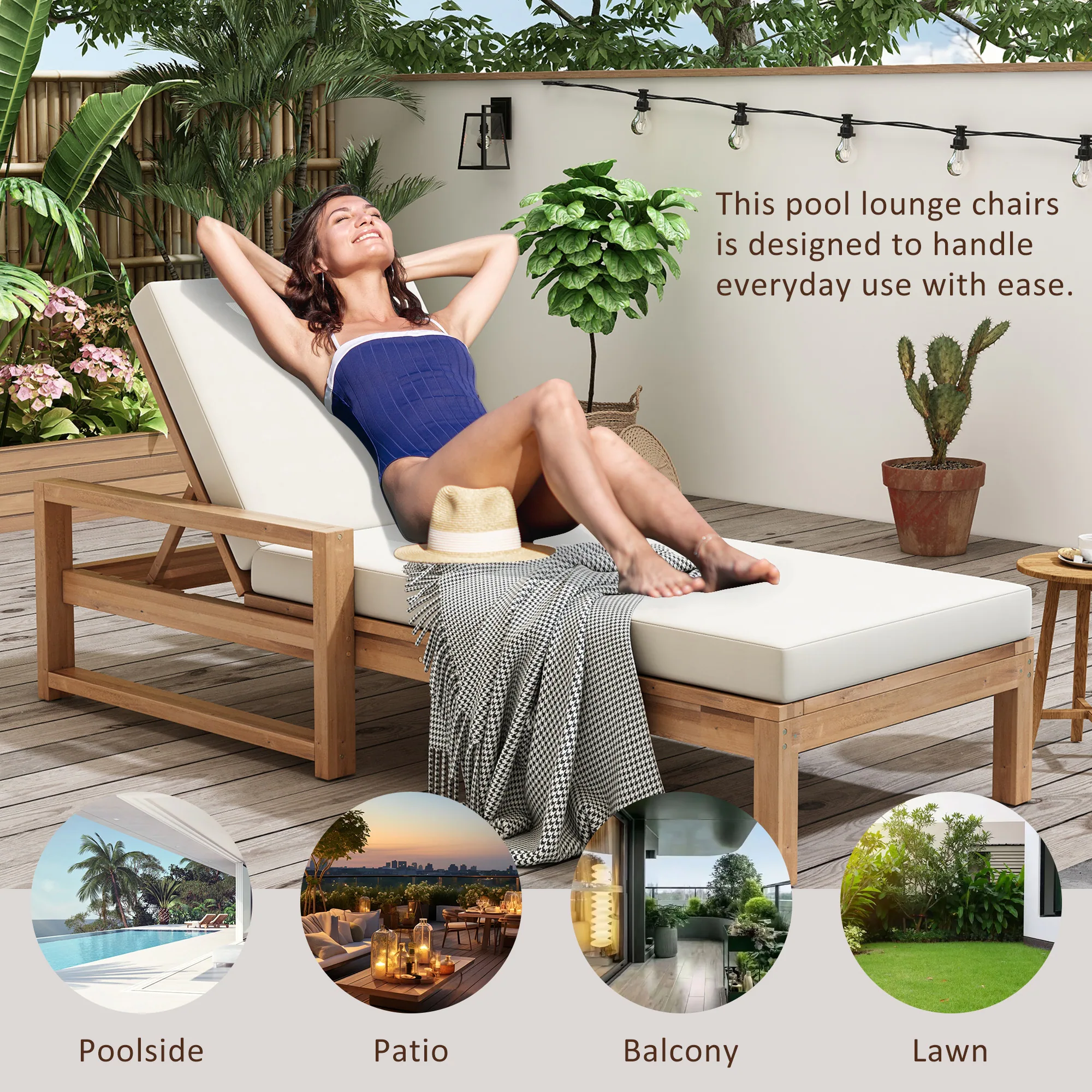 Outdoor Lounge Chair with 5-Position Adjustable Backrest by Leisure Zone - Image 11