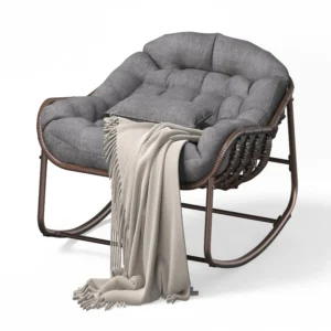 Oversized Rocking Papasan Egg Chair Grey Brown
