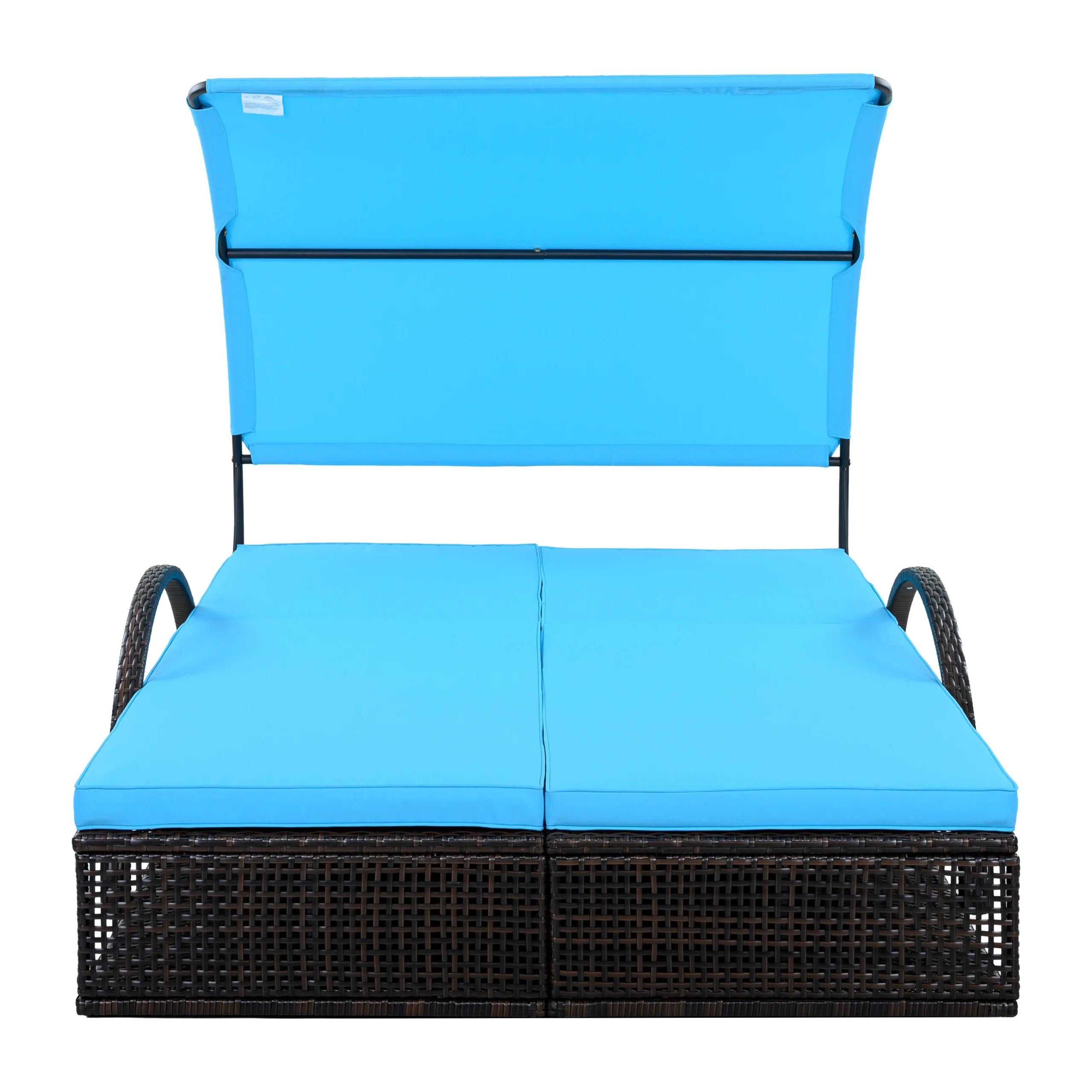 Double Outdoor Sun Lounger with Adjustable Backrest & Hidden Side Table by Leisure Zone - Image 17