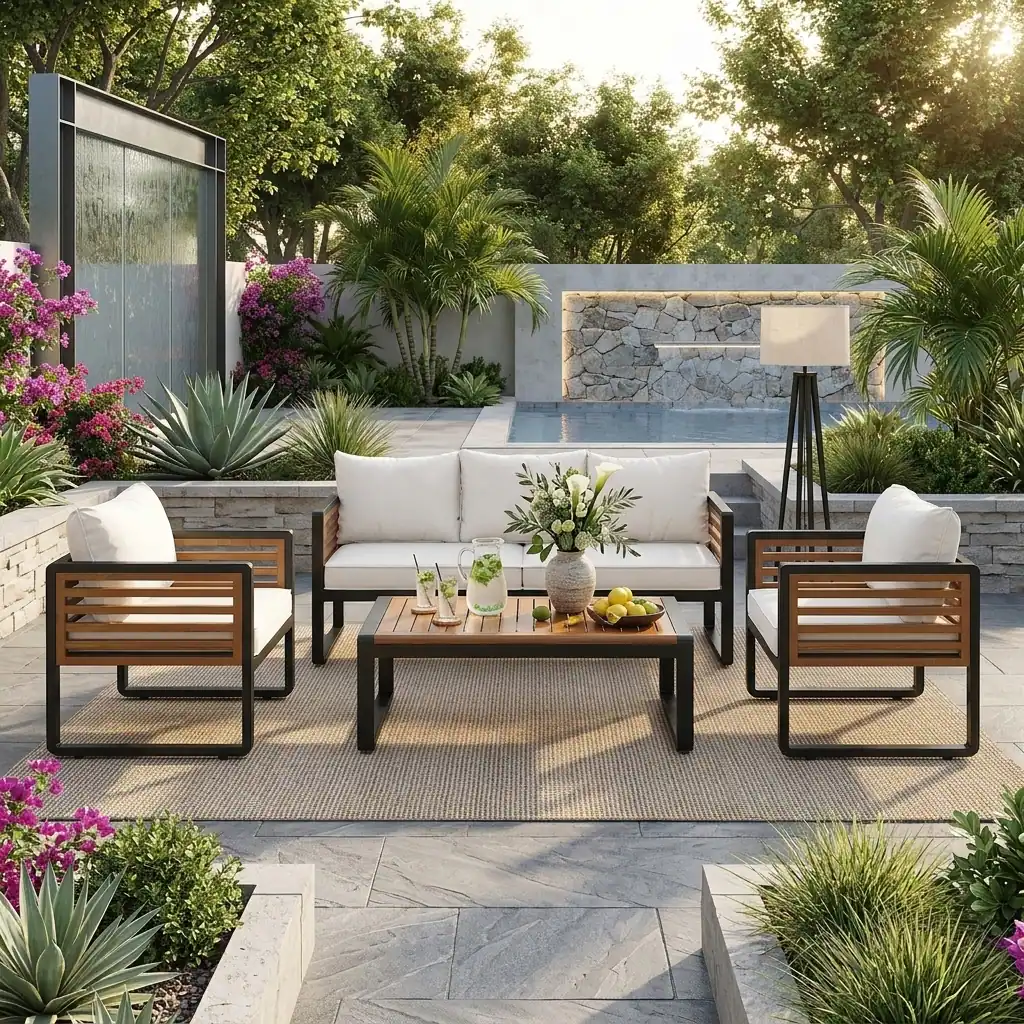 4-Piece Outdoor Conversation Set with Removable Cushions by Leisure Zone - Image 5