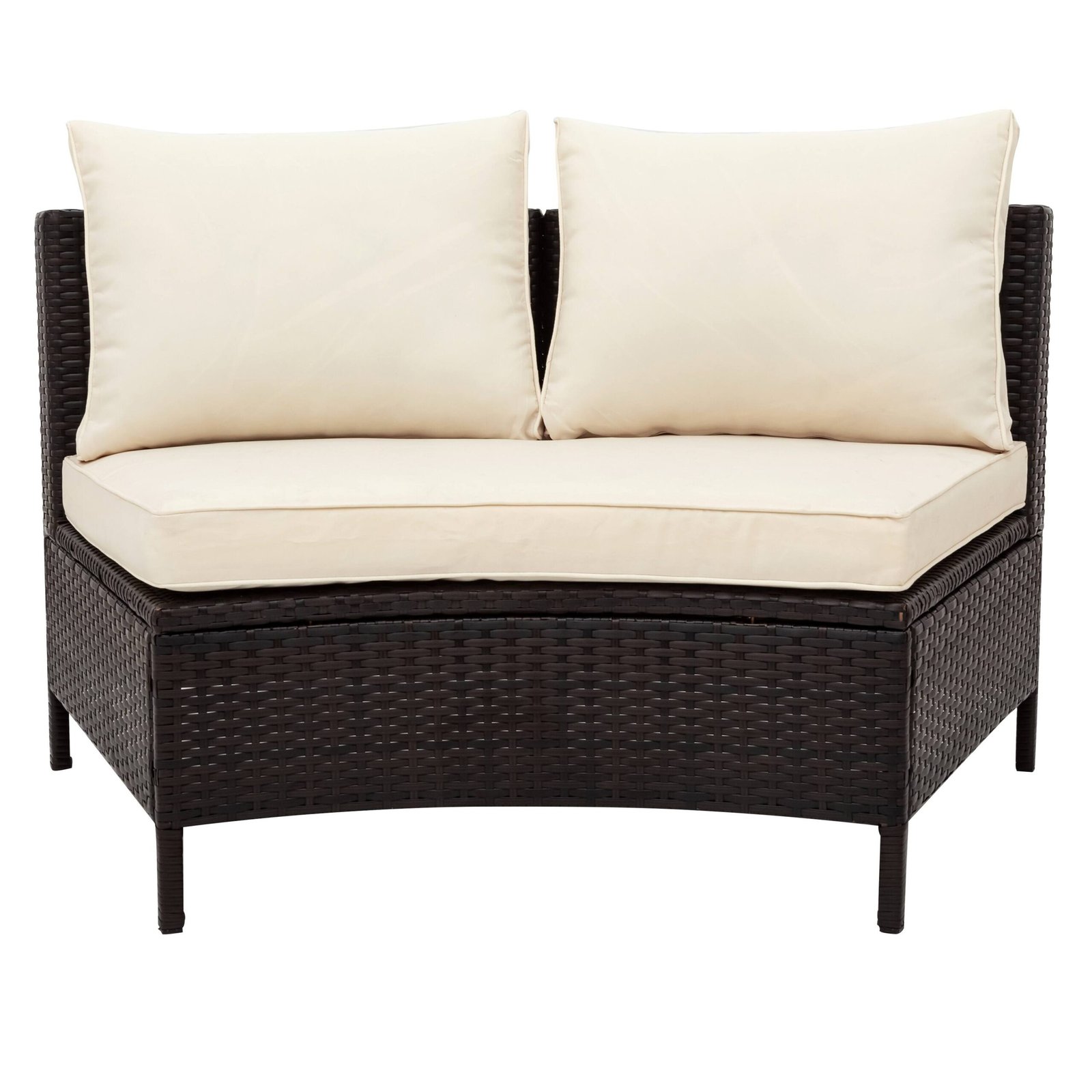 Half-Moon Design All-Weather Brown PE Rattan Wicker Sofa Set with Tempered Glass Table by Leisure Zone - Image 11