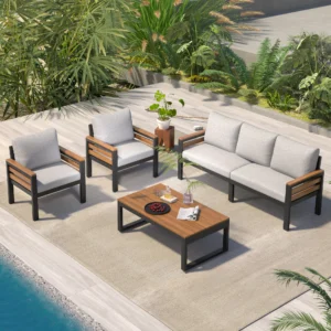 4-Piece Outdoor Patio Conversation Set with A Coffee Table by Leisure Zone