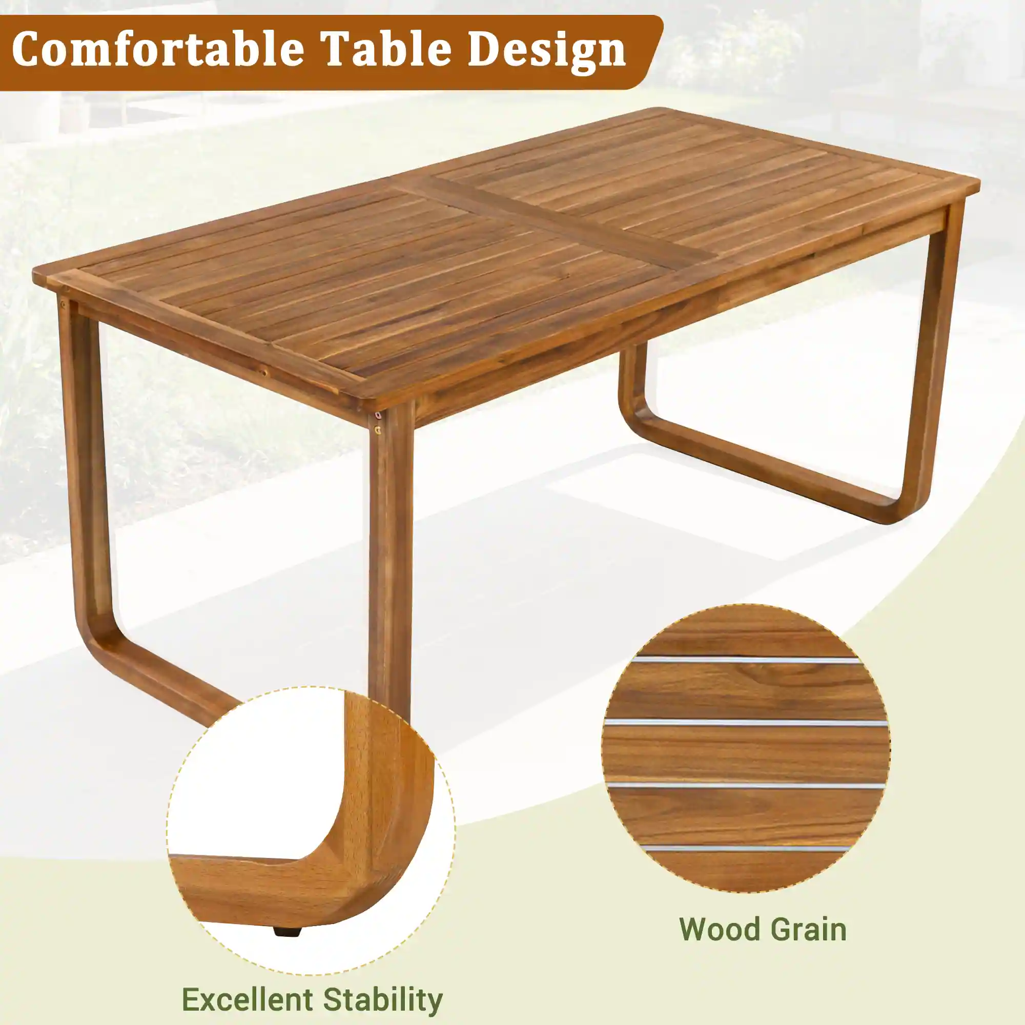 7-Piece Acacia Wood Outdoor Dining Set with Water-Resistant Cushions by Leisure Zone - Image 10