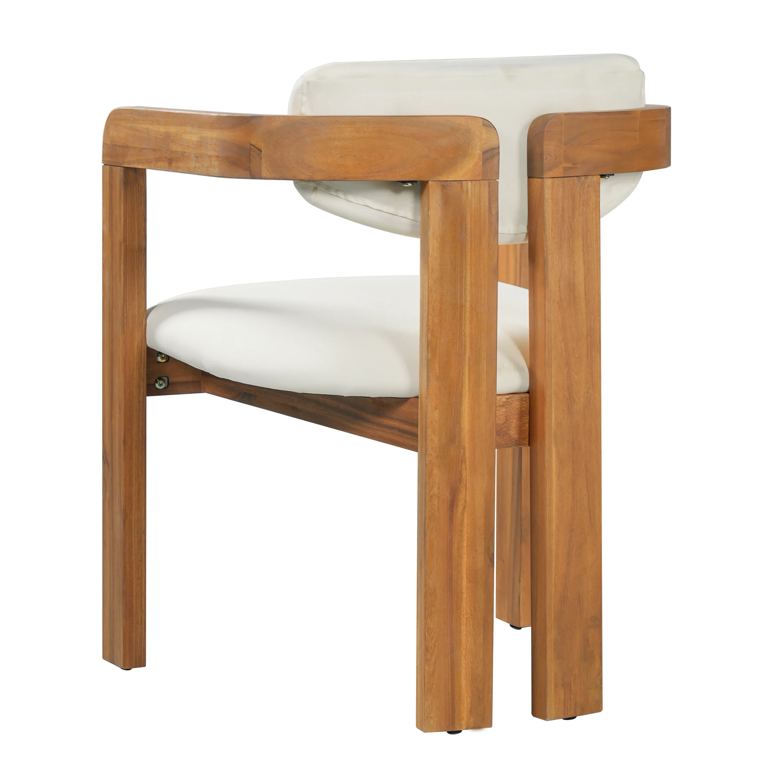 Set of 2 Outdoor Acacia Barrel Dining Chairs with Cushioned Wraparound Back by Leisure Zone - Image 6