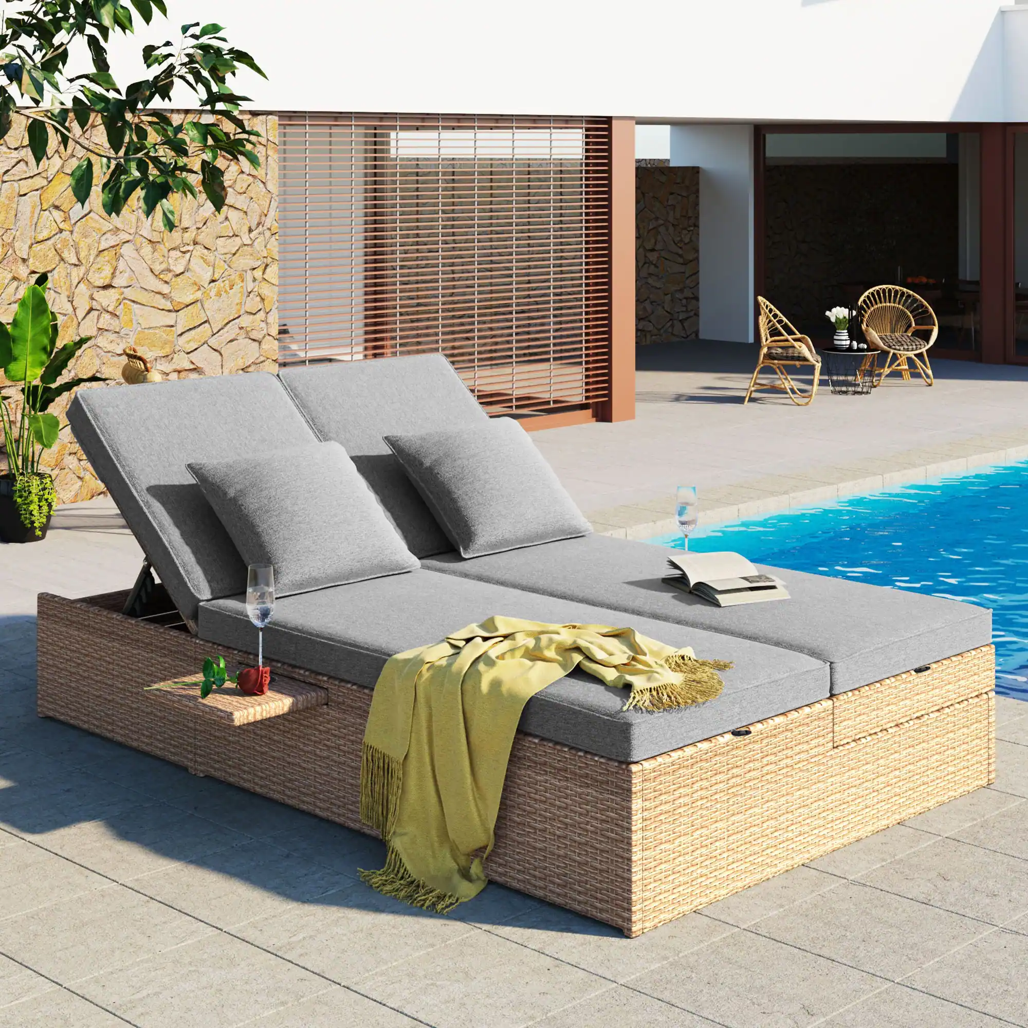 Luxury Adjustable Double Chaise Lounge by Leisure Zone